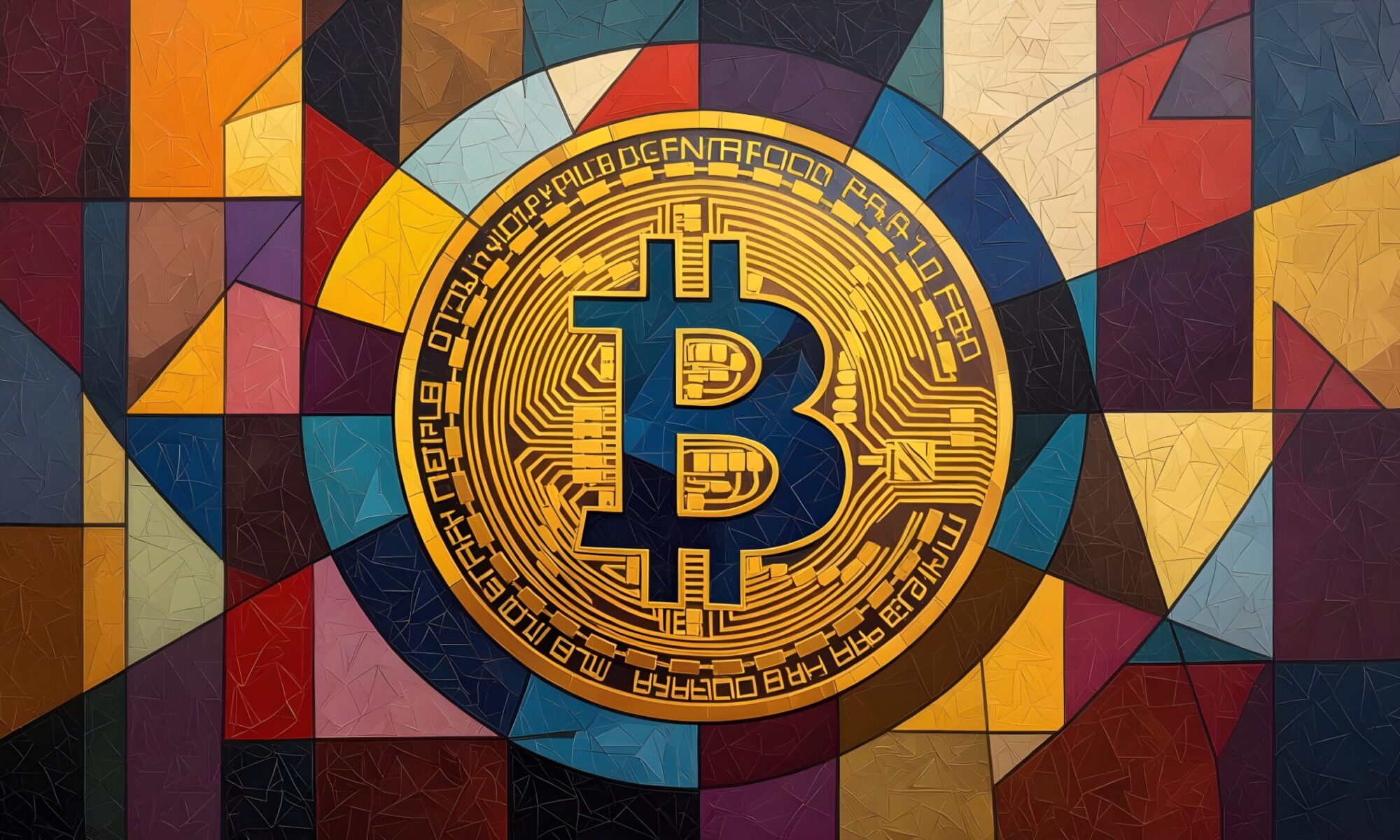 BITCOIN background with stained glass type shapes